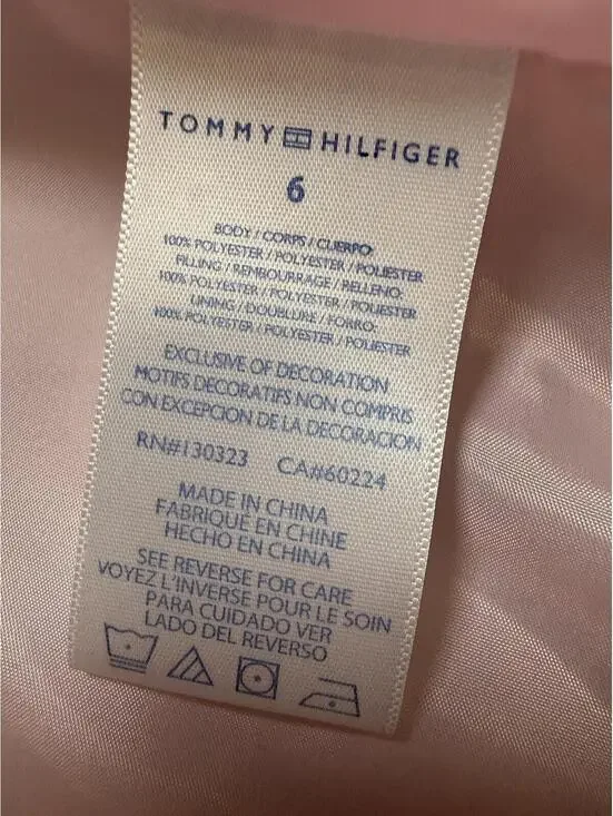Tommy Hilfiger Girls Pink Monogram Puffer Vest Heart Logo Size 6 - Picture 4 of 4